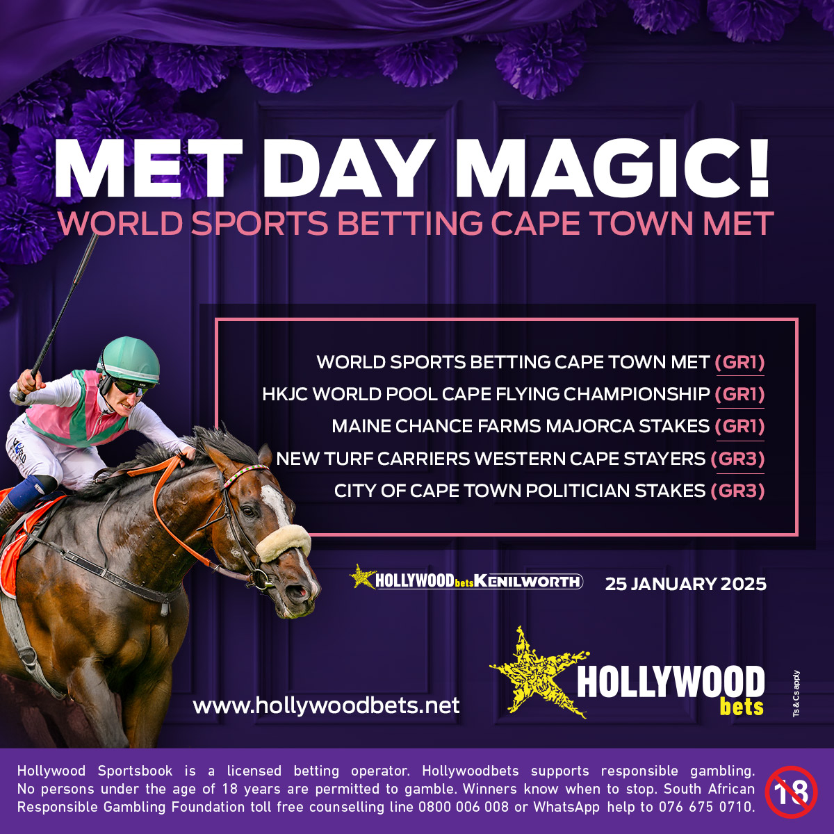 Hollywoodbets's tweet photo. Get ready for a stylish and thrilling Race Day! ๐
The World Sports Betting Cape Town Met promises an unforgettable experience with world-class racing and entertainment with 12 races carded, including five thrilling graded races on the card.๐คฉ
#HWBTWT #CapeMet #Horseracing https://t.co/e45PfXJ9GE