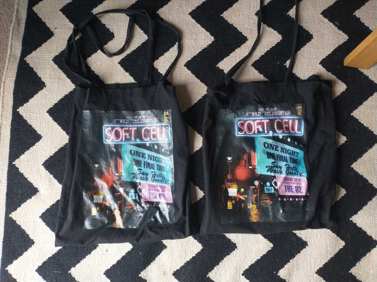 EllroyReader's tweet photo. Accidentally walked home with my colleagues Soft Cell bag. Who would have thought two people in a small office would have the same Soft Cell bag #SayHelloWaveGoodbye https://t.co/TLkaNtXlTi
