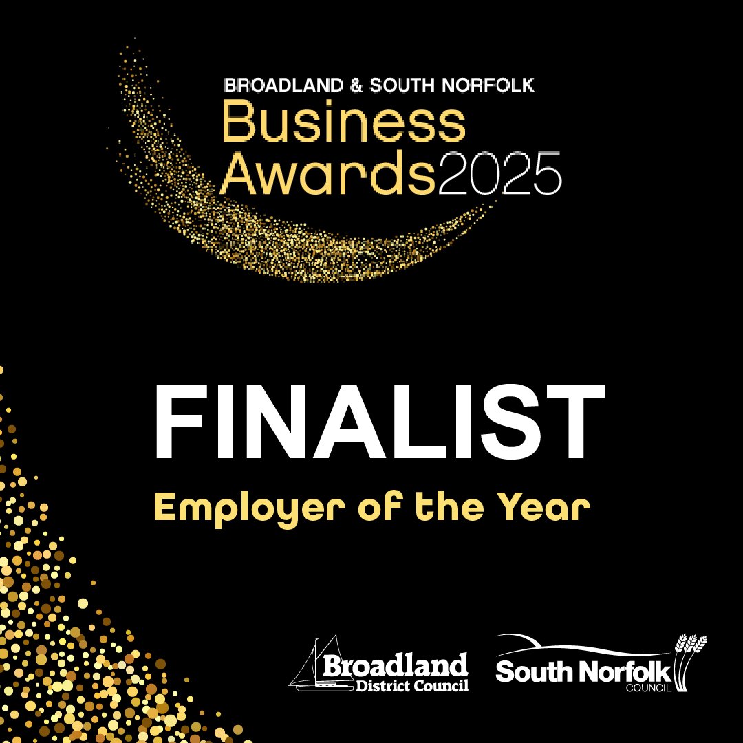 Who - us?!

Yes! We're finalists in the Broadland and South Norfolk Business Awards!🥂

Very thrilled to have been named finalists in the Employer of the Year category alongside Break and GroWild Kindergarten.

Wish us luck! 🤞