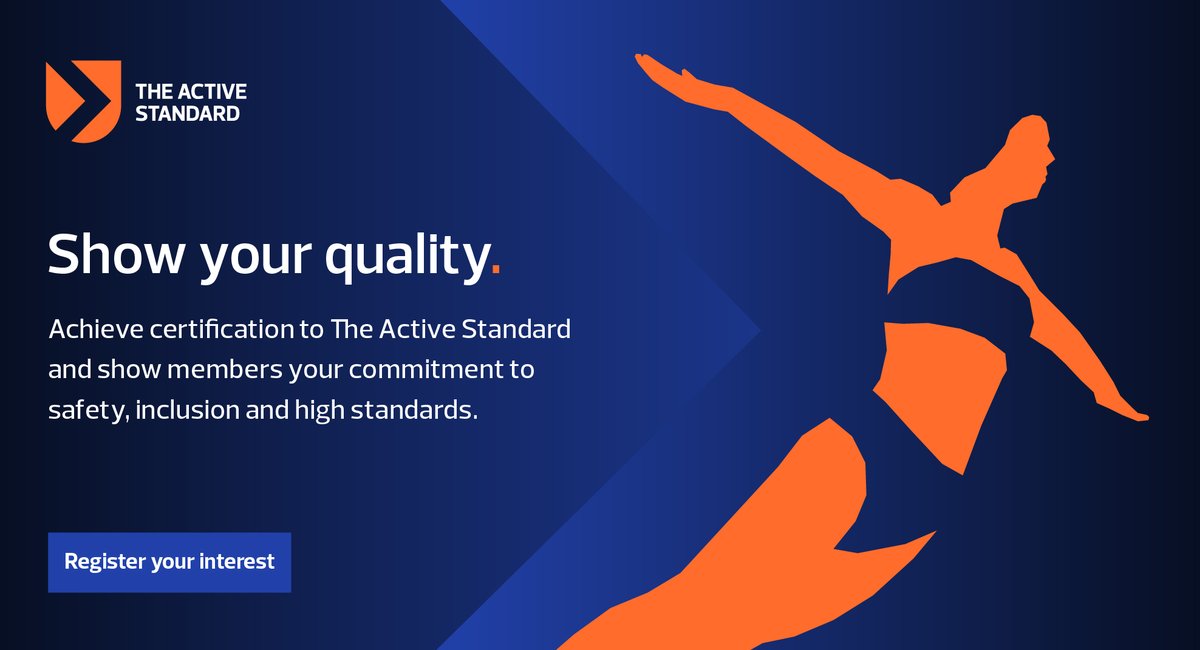 _ukactive's tweet photo. Join the next wave of The Active Standard, setting new benchmarks in safety and inclusivity in fitness and leisure facilities.
If you are a ukactive member, register your interest today to be a part of the next wave of certification: https://t.co/H2mJSMuunI
#TheActiveStandard https://t.co/Xq3zs7gXJY