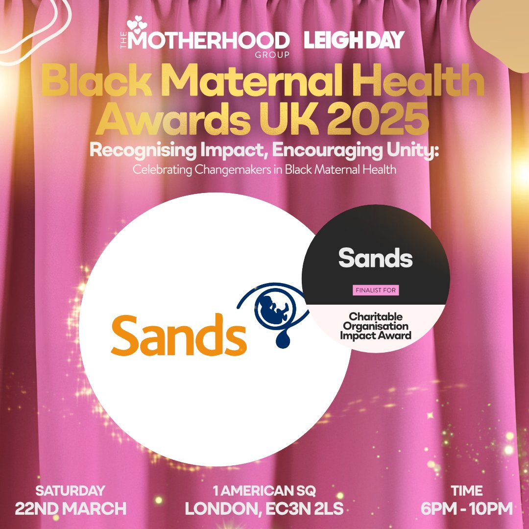 Sands - baby loss charity ππ§‘ (@sandsuk) on Twitter photo We are delighted to be a finalist in the <a href="/MotherhoodGroup/">The Motherhood Group</a> #BlackMaternalHealth Awards UK for Charitable Organisation Impact Award ππ§‘
We are proud to support better outcomes for Black mothers in the UK through bereavement support, research and campaigning.
#BMHAwardsUK2025 We are delighted to be a finalist in the <a href="/MotherhoodGroup/">The Motherhood Group</a> #BlackMaternalHealth Awards UK for Charitable Organisation Impact Award ππ§‘
We are proud to support better outcomes for Black mothers in the UK through bereavement support, research and campaigning.
#BMHAwardsUK2025