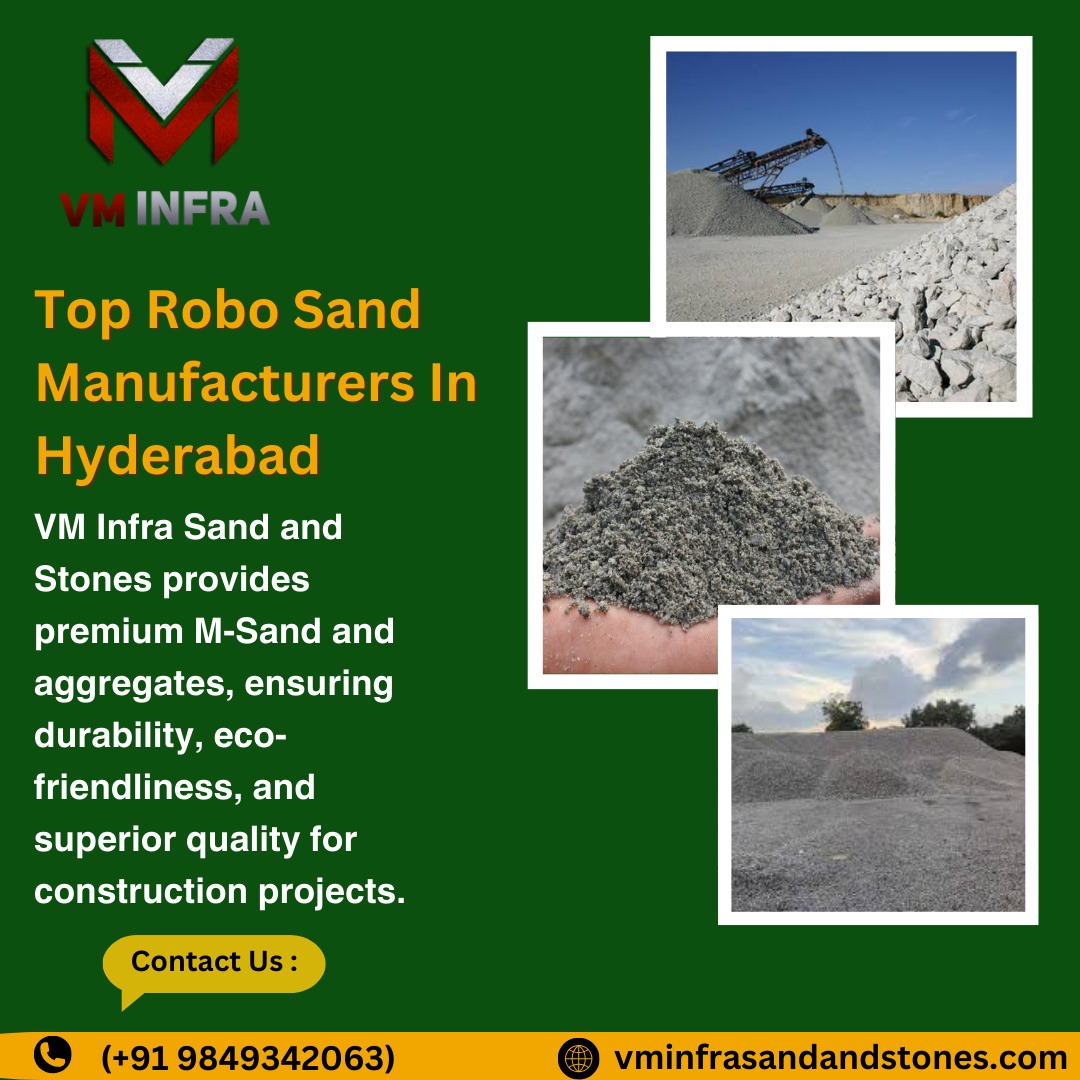 infra_vm's tweet photo. nfra is a top sand seller in Hyderabad, renowned for its high-quality products and reliability. They offer a range of premium sand types including Robo sand, M sand, P sand, Rock sand, Crusher sand, and Plastering sand.Visit Us : https://t.co/QW2sS0wmqv #VMInfra #SandSuppliers https://t.co/KZoibL2bwp