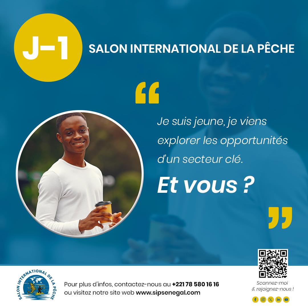 Demain, plongez dans le Salon International de la Pêche et découvrez des formations, des métiers et des innovations qui font la richesse de notre patrimoine maritime.

Venez écrire votre avenir avec nous !
<a href="/Asepexgouv/">Asepex</a> 
#SIPSN2025
#JeParticipeAuSIP
#SalonInternalDeLaPecheSenegal