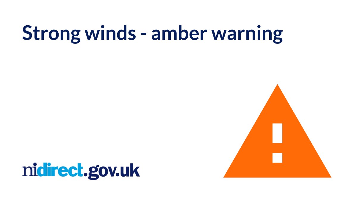 nidirect (@nidirect) on Twitter photo Both amber and yellow weather warnings for strong winds on Friday.
Travel disruption, danger to life from flying debris, damage to buildings, spray or large waves at coast, power cuts, fallen trees possible.
Info/advice: nidirect.gov.uk/winds
#StormÉowyn
<a href="/deptinfra/">Department for Infrastructure</a> <a href="/belfastcc/">Belfast City Council</a> Both amber and yellow weather warnings for strong winds on Friday.
Travel disruption, danger to life from flying debris, damage to buildings, spray or large waves at coast, power cuts, fallen trees possible.
Info/advice: nidirect.gov.uk/winds
#StormÉowyn
<a href="/deptinfra/">Department for Infrastructure</a> <a href="/belfastcc/">Belfast City Council</a>