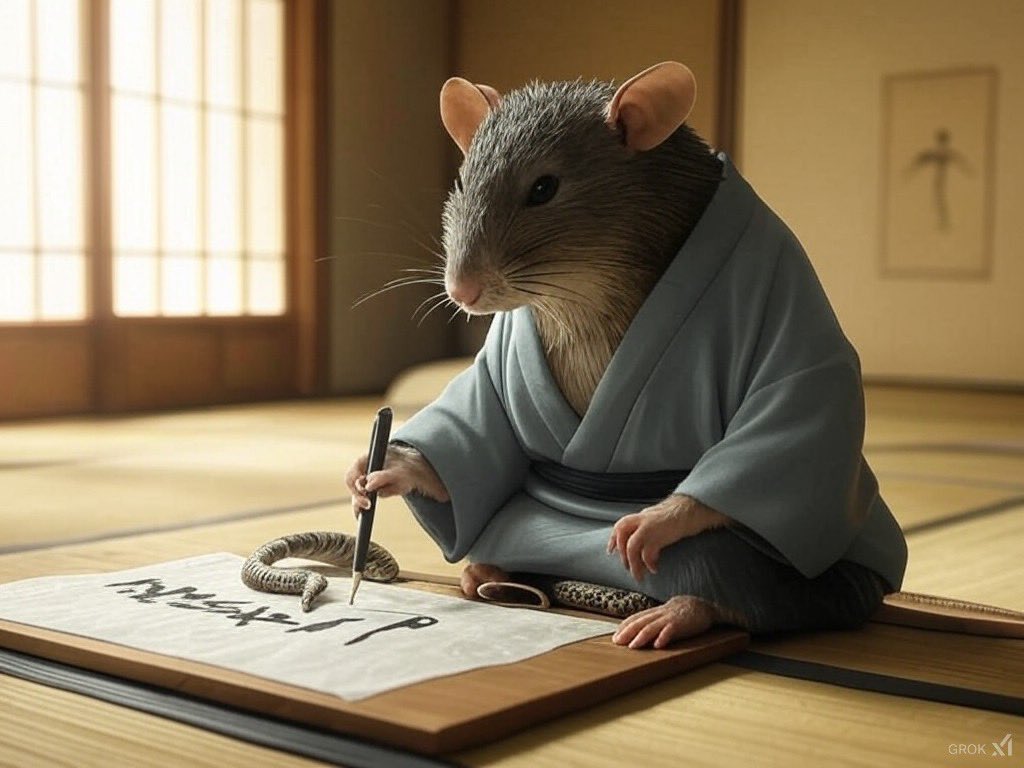 Un serpent dans ma botte 
   
Un rat dans la caboche,

  Matinée d’hiver.