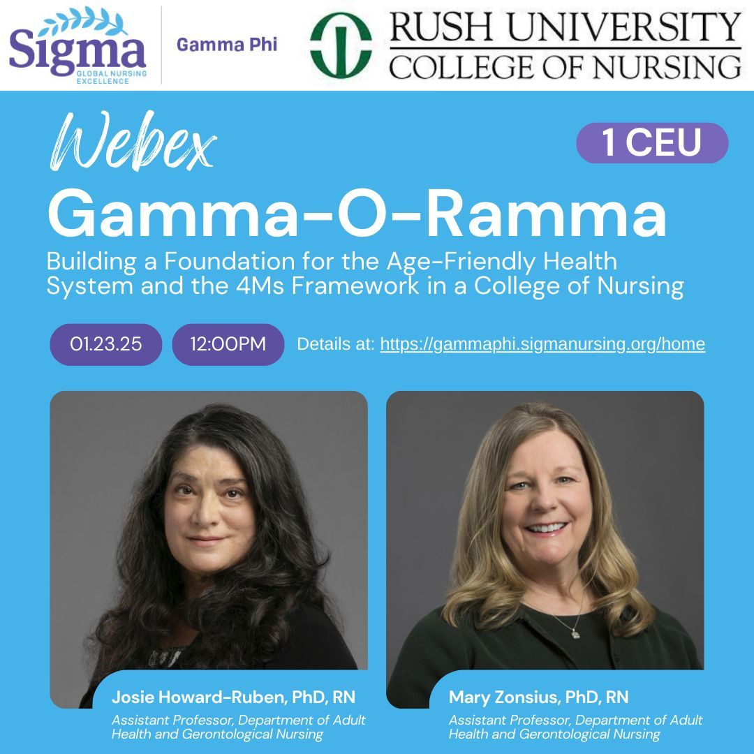 STTI_Gamma_Phi's tweet image. Join us on 01/23 at 12 PM CST to discuss #AgeFriendlyCare and the #4MsFramework in Nursing Education: 

1️⃣ Age-friendly care principles 
2️⃣ Integrating the 4Ms into nursing education 
3️⃣ Resources for age-friendly care 

Link: buff.ly/4h2CGNj 

@SigmaNursing @RushUNursing