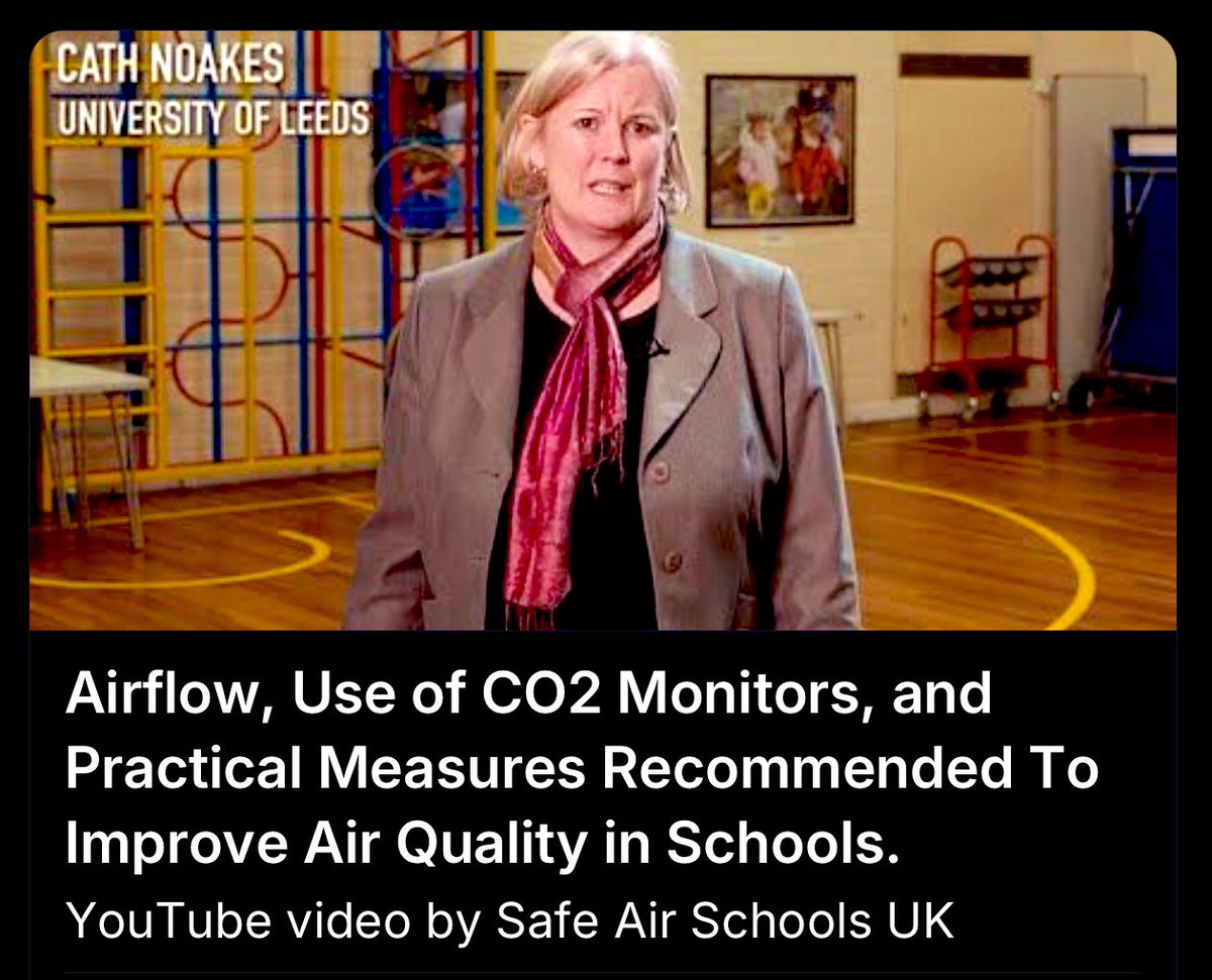 📌 Practical measures to improve air quality in schools

In this video Prof Noakes explains how good ventilation in classrooms will help limit spread of respiratory viruses like RSV, colds, flu &amp; COVID-19

(see 🧵 re: updated ppm) 

1/

youtu.be/YdYmePDS_W8?fe…