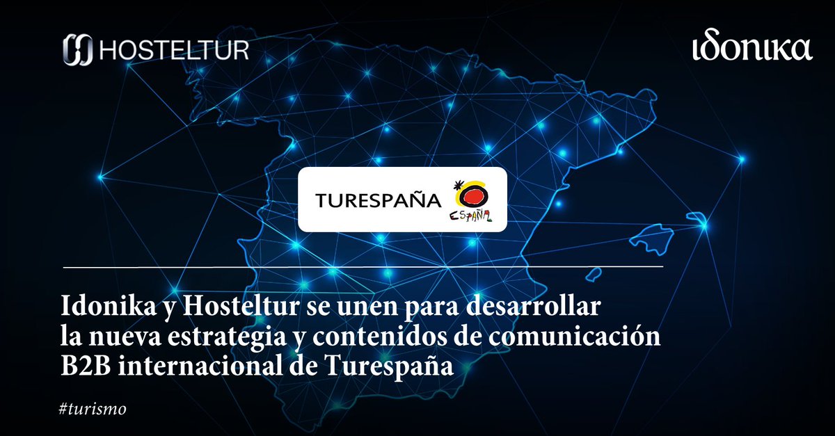 #Idonika ha sido seleccionada para liderar, junto a <a href="/hosteltur/">hosteltur</a>, el PROYECTO ESTRATÉGICO de contenidos #B2B para <a href="/Turespana_/">Turespaña Oficial</a> 🌍 Este trabajo busca fortalecer la conexión con mercados internacionales y apoyar la comercialización de destinos y productos españoles 🔝