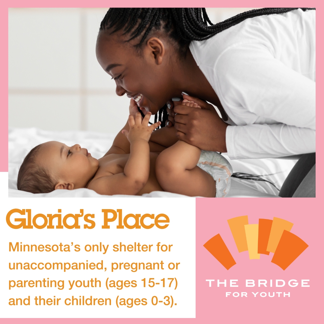 BridgeforYouth's tweet photo. Get to know Gloria’s Place: the only emergency shelter in the state of Minnesota specifically for unaccompanied, pregnant or parenting youth and their children. 

Support this essential resource for youth by making a gift today: https://t.co/FAYoNeRRH4 https://t.co/9fgBe0xlp7