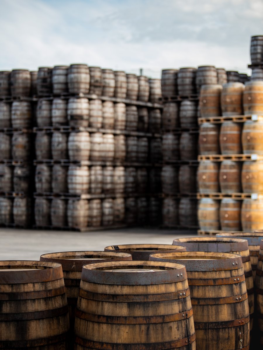 Delivery day at Hinch. A fresh batch of ex-bourbon casks has arrived and is now stacked in the yard, ready to be filled with our double or triple distilled new make spirit.
