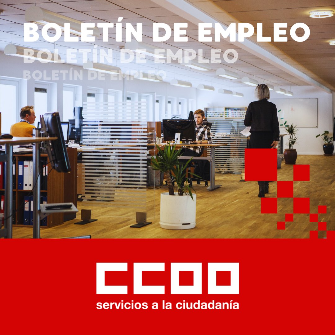 🗞 Te ofrecemos nuestro boletín semanal de ofertas de empleo.

🏛 Empleo público 
🏭 Empleo privado 
🌎 Empleo en el extranjero 
🎓 Becas y formación 

➡️ fsc.ccoo.es/879b2c48c0797f…