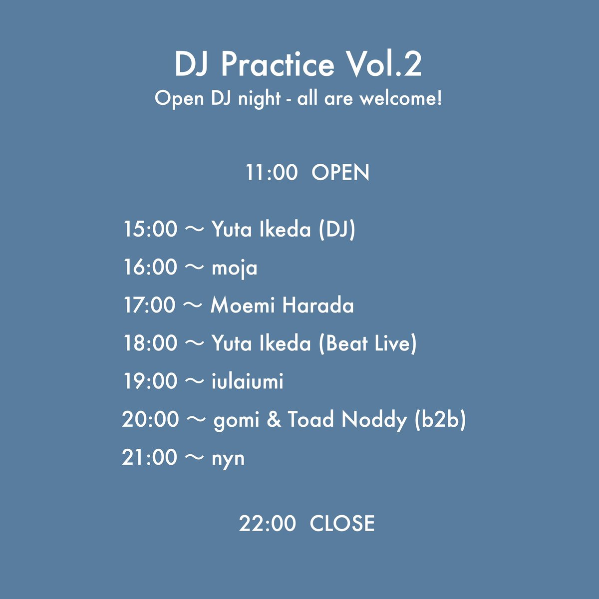 iulaiumi's tweet photo. tomorrow!!
all are welcome!!🪩

#opendj #freebooth #shibuya https://t.co/6CFzmBO7m2