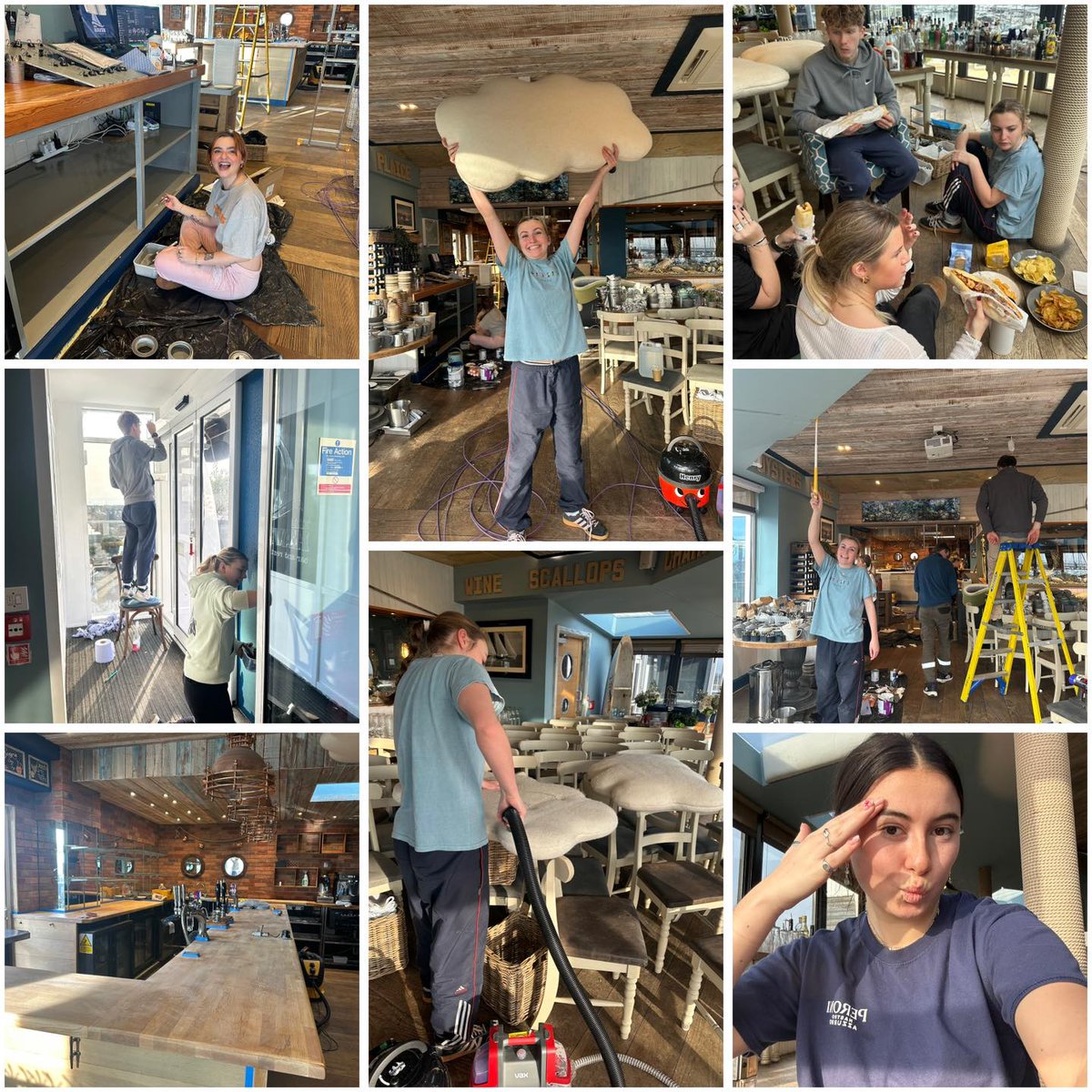 More photos from our maintenance week…

Hoovering the clouds 😂 more painting and more sanding, keep going team….