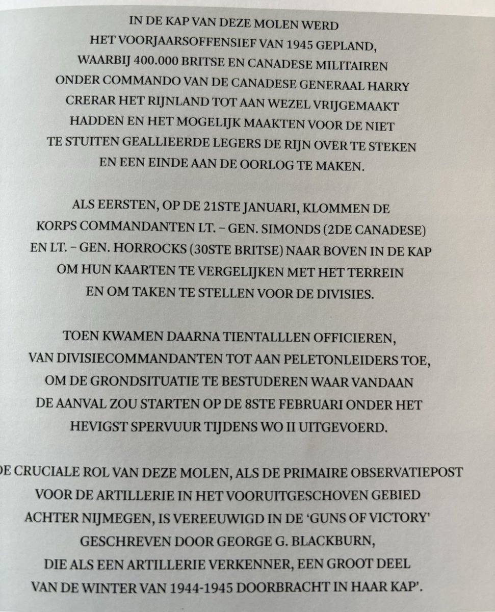 Bijzondere herinnering aan operatie Veritable, verovering Rijnland 80 jaar geleden 
Hier in deze kap van de molen aan de herwendaalseweg Groesbeek keken op 21 januari 1945 Canadese en Engelse commandanten uit op de regio om hun aanvalsplannen af te stemmen
