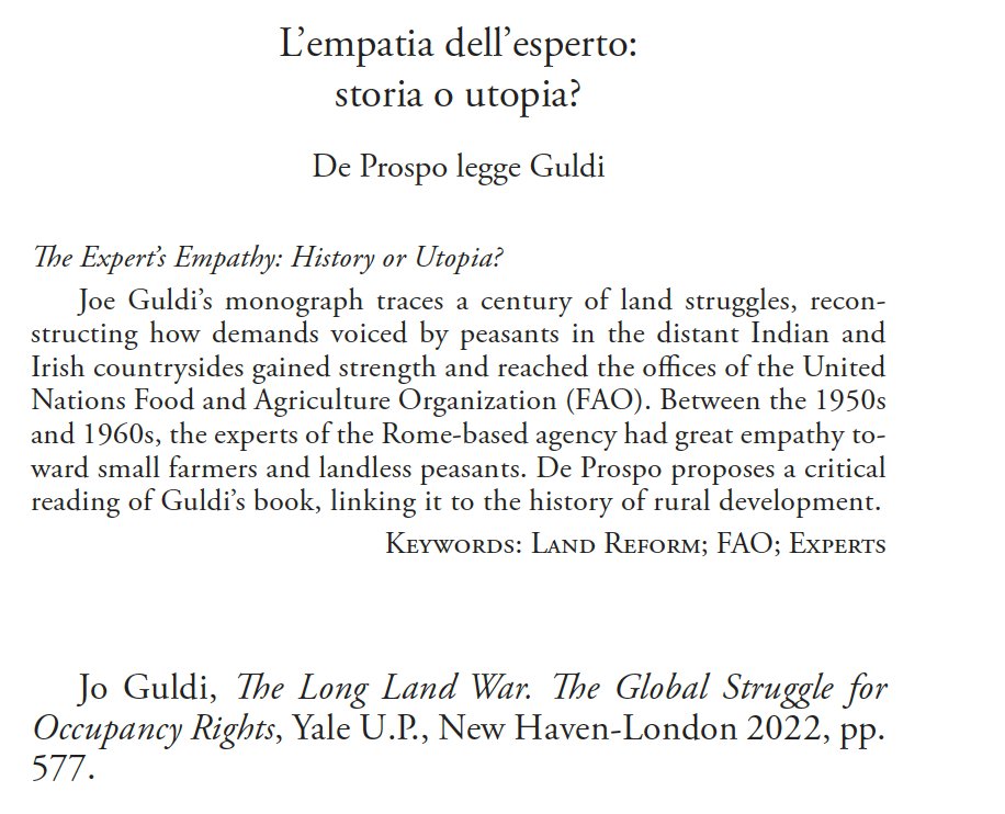 mariodepro's tweet photo. Like a few others, The Long Land War of @joguldi is a stimulating book. I critically examined it from my research perspective on the #History of #RuralDevelopment and the role of the #UN Rome-based agencies. PS. The essay is in Italian. 
https://t.co/wTCuSHkILn https://t.co/RjYsOnIuYF
