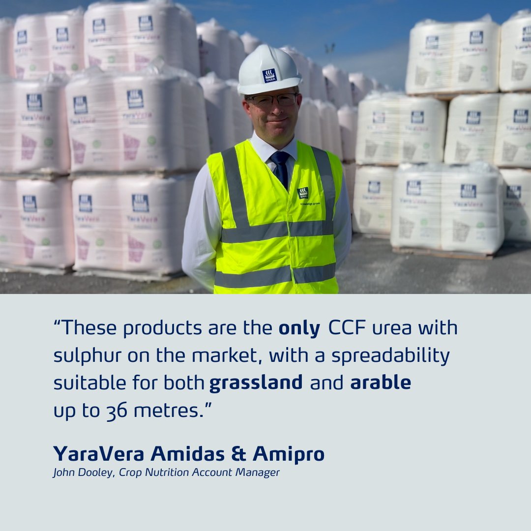 Looking for the only CCF urea plus sulphur fertiliser on the market? 🌱

YaraVera Amidas and Amipro have you covered!

Check out John's latest video at our Ringaskiddy distribution and bagging centre - ow.ly/TKTb50TgojR

#Urea #Sulphur #Fertiliser #KnowledgeGrows #Yara