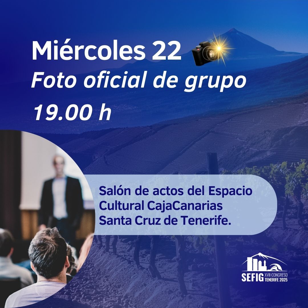 XVII Congreso SEFIG Tenerife 2025 (@sefigtenerife25) on Twitter photo 📷 Esta tarde a las 19.00 horas realizaremos la foto oficial de grupo.
<a href="/sefig_org/">SEFIG</a>
@FarmacéuticosSC
<a href="/EducacionGOBCAN/">Consejería Educación</a>
<a href="/coflaspalmas/">COF Las Palmas</a>
<a href="/Cofares/">Cofares</a>
@Farmacéuticos_
<a href="/CinfaSalud/">Cinfa Salud</a>
<a href="/ULL/">Universidad de La Laguna</a>
<a href="/fefarcan/">FEFARCAN</a>
<a href="/Fefefarmacia/">FEFE</a>
<a href="/CajaCanarias/">Fundación CajaCanarias</a>
<a href="/eufeps/">EUFEPS</a>
<a href="/amaseguroses/">A.M.A. Seguros</a>
#BIOSIGMA #SEFIGTenerife2025
<a href="/ambrosiastirma/">ambrosiastirma</a> 📷 Esta tarde a las 19.00 horas realizaremos la foto oficial de grupo.
<a href="/sefig_org/">SEFIG</a>
@FarmacéuticosSC
<a href="/EducacionGOBCAN/">Consejería Educación</a>
<a href="/coflaspalmas/">COF Las Palmas</a>
<a href="/Cofares/">Cofares</a>
@Farmacéuticos_
<a href="/CinfaSalud/">Cinfa Salud</a>
<a href="/ULL/">Universidad de La Laguna</a>
<a href="/fefarcan/">FEFARCAN</a>
<a href="/Fefefarmacia/">FEFE</a>
<a href="/CajaCanarias/">Fundación CajaCanarias</a>
<a href="/eufeps/">EUFEPS</a>
<a href="/amaseguroses/">A.M.A. Seguros</a>
#BIOSIGMA #SEFIGTenerife2025
<a href="/ambrosiastirma/">ambrosiastirma</a>
