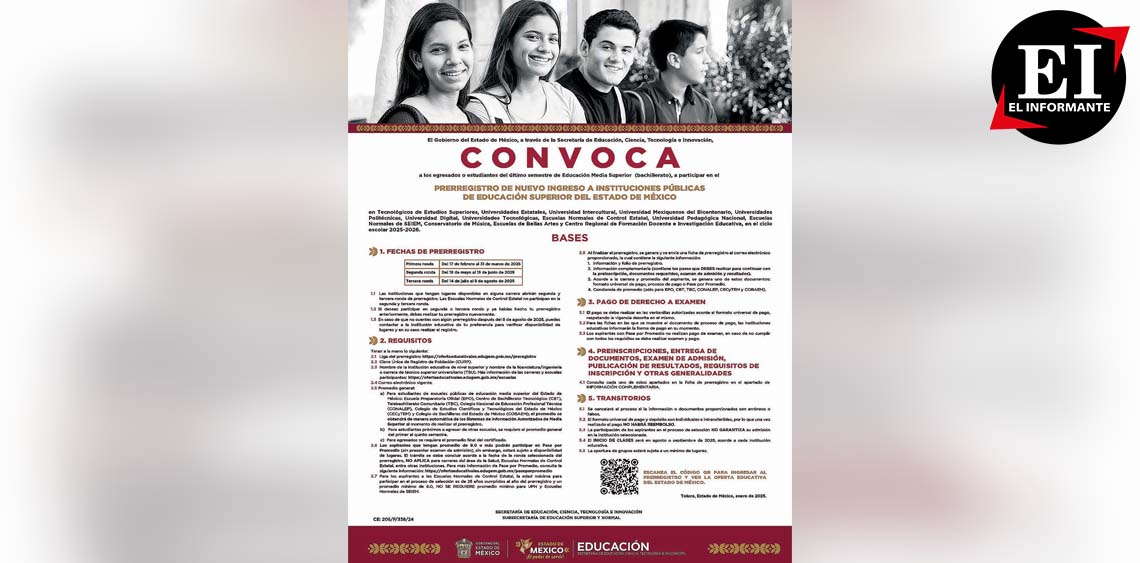 ElInformanteMX's tweet photo. Sale #convocatoria para el #PreRegistro en #escuelas de #EducaciónSuperior en #Edoméx

El pre-registro para aplicar a cualquier #universidad de #ControlEstatal se abrirá el #17DeFebrero.
Tags: @Edomex @SeducEdoMex
https://t.co/pCNAodOhnu https://t.co/3SqpOfgsfA