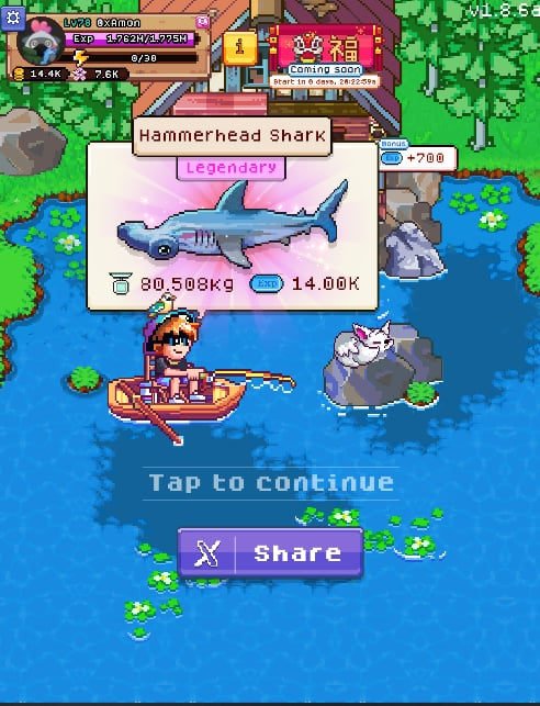 0xxAmon's tweet photo. 1/ Cozy fishing game? 
@FishingFrenzyCo is moving to @Ronin_Network!

A new event will start tomorrow for a chance to obtain pet and other amazing rewards!  

Start your Cozy fishing adventure now! 
👉https://t.co/s9jwHJLOXy

Few things that you need to know about the game https://t.co/tT2Jz9AdiR