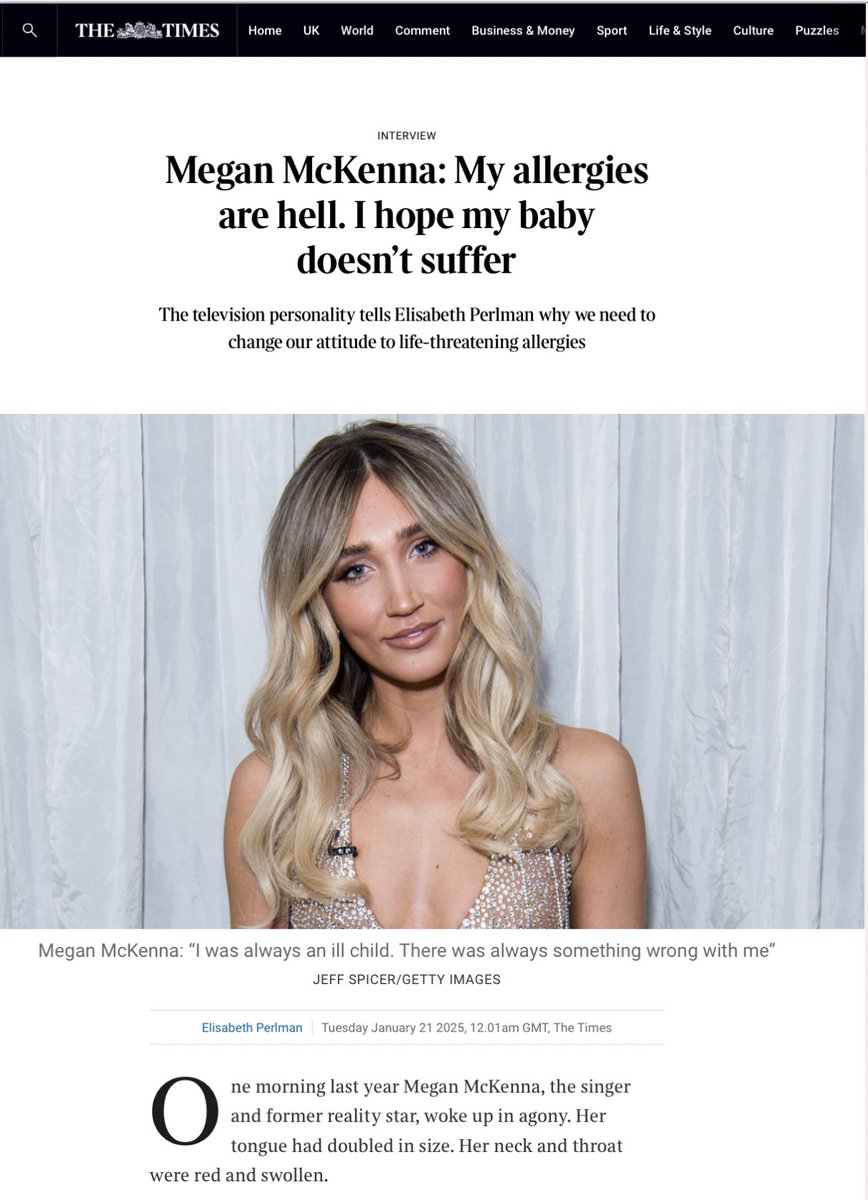 Reubes's tweet image. . @Megan_Mckenna_ speaks to @lizzieperl at @thetimes for the @NatashasLegacy appeal, with the aim to raise donations for NARF, which aims to make the world safer for people with allergies, through clinical research, campaigning and education. Link to donate:…