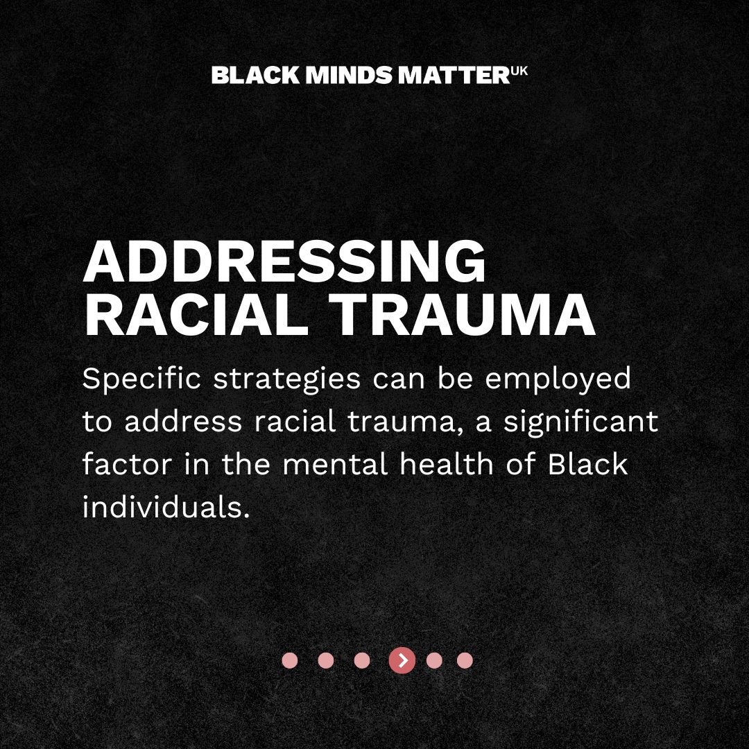 Culturally appropriate therapy changes lives.

It addresses racial trauma, builds trust, and empowers Black individuals through culturally relevant care.

Swipe through our latest carousel to learn more.

#BlackMentalHealthMatters #CulturallyAppropriateCare #Blackmindsmatteruk