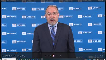 Pleased to deliver my message at the conference supporting documentary heritage in the #ArabRegion.
Despite its rich history, only 16 items from the region are on the #MoW Int'l Register, just 3% of inscriptions. Collective action is crucial in protecting the  region's heritage.