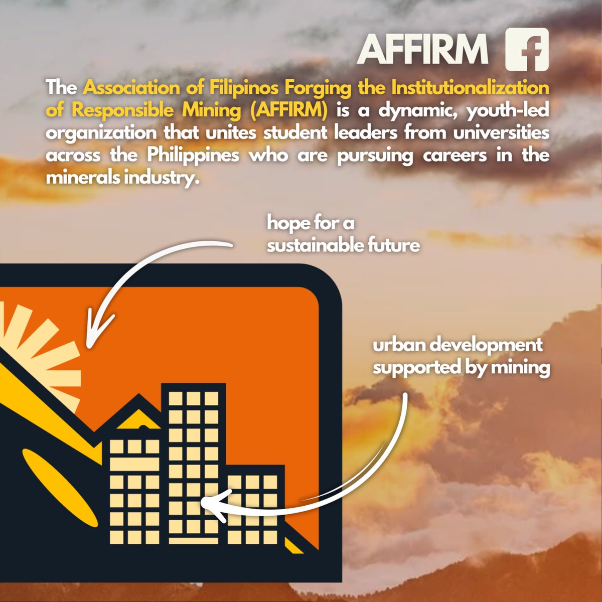 affirm_org's tweet photo. 𝐄𝐯𝐞𝐫𝐲 𝐝𝐞𝐭𝐚𝐢𝐥 𝐢𝐧 𝐨𝐮𝐫 𝐥𝐨𝐠𝐨 𝐭𝐞𝐥𝐥𝐬 𝐚 𝐬𝐭𝐨𝐫𝐲! 🌄⛏️ 

From the richness of the Philippines’ natural resources to the vision of sustainable development, the AFFIRM embodies the values of responsible mining. 🌱

#iAFFIRM https://t.co/wrJRYKksYt
