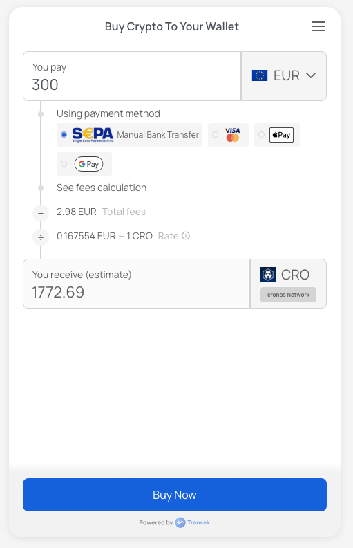 New to <a href="/cronosapp/"></a> &amp; want to get your FIAT in?

Option 1: open a <a href="/cryptocom/">Crypto.com</a> account

Option 2: go to candycity.finance &amp; use our <a href="/Transak/">Transak</a> FIAT on-ramp to buy crypto directly to your web3 wallet using credit card, apple pay or google play.

ONLY on our DEX !