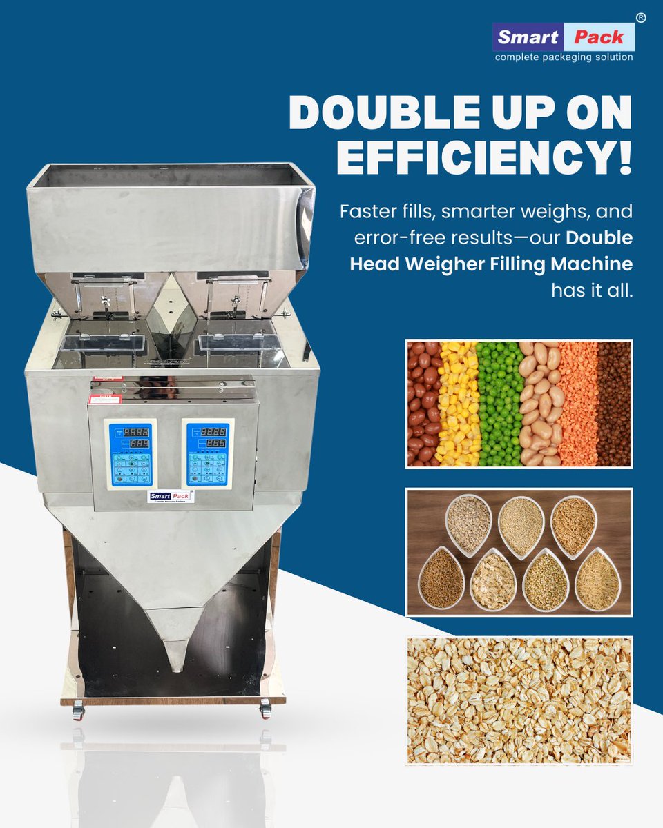 SmartPackIndia's tweet image. 🔹 Elevate your packaging process with our advanced Double Weigher Machine! Achieve perfect accuracy and consistency in every pack, enhancing productivity and reducing waste. 💼✨
#SmartPackaging #WeighingSolutions #DoubleWeigherMachine #PrecisionPackaging #PackagingTechnology