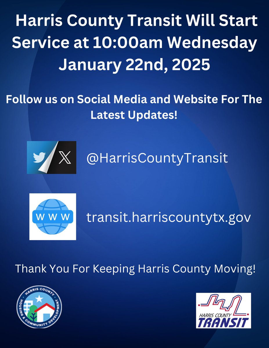 UPDATE: Please Expect Delays This Morning as Roads are Still Icy. For Questions or Concerns Please call Us At 832-927-4953. Stay Safe Harris County!