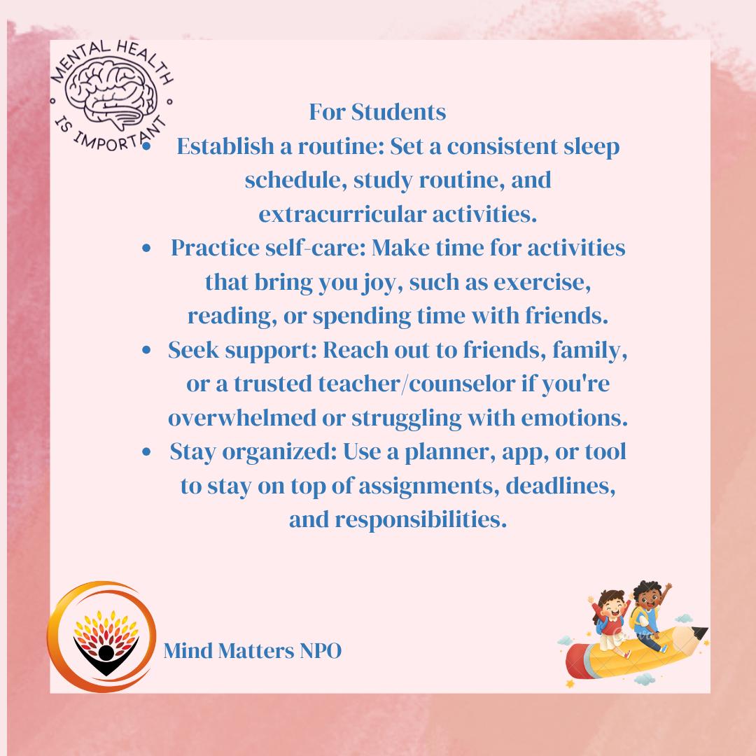 MindMattersNPO's tweet photo. Back to School Mental Health Tips https://t.co/TkdEMtsLtA
