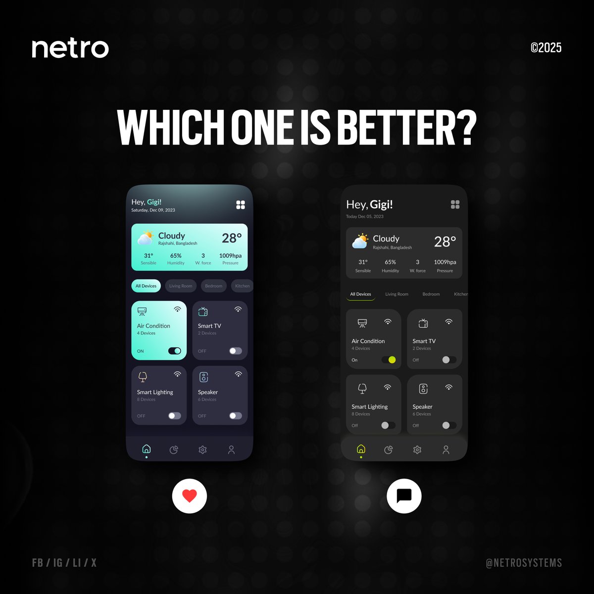 netrosystems's tweet photo. Which one is better? 💜
Comment below!
#UIUXDesign #comparison #netro #netrosystems #zelena #Benfica https://t.co/7MwfjJam7f