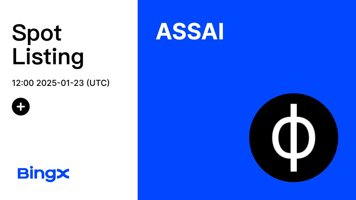 BingXOfficial's tweet photo. Smart trading just got smarter. $ASSAI is coming to BingX Spot—time to upgrade your assets. @AIasssss🧠

Join the ASSAI Listing Carnival, Share 1,300,000 $ASSAI Reward Pool

Listing Details: https://t.co/0AntVDfppW
Event Details: https://t.co/IJ6NV8lfXI https://t.co/NKz2FYP2WO