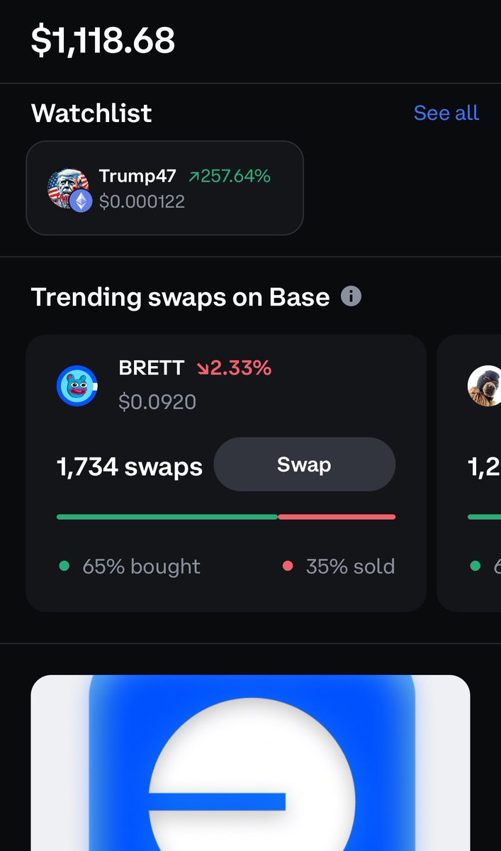 Put $50 dollars into the Trump47 Ethereum coin on Coinbase wallet…. I’ve now made over $1,000 on the coin in 1 day.