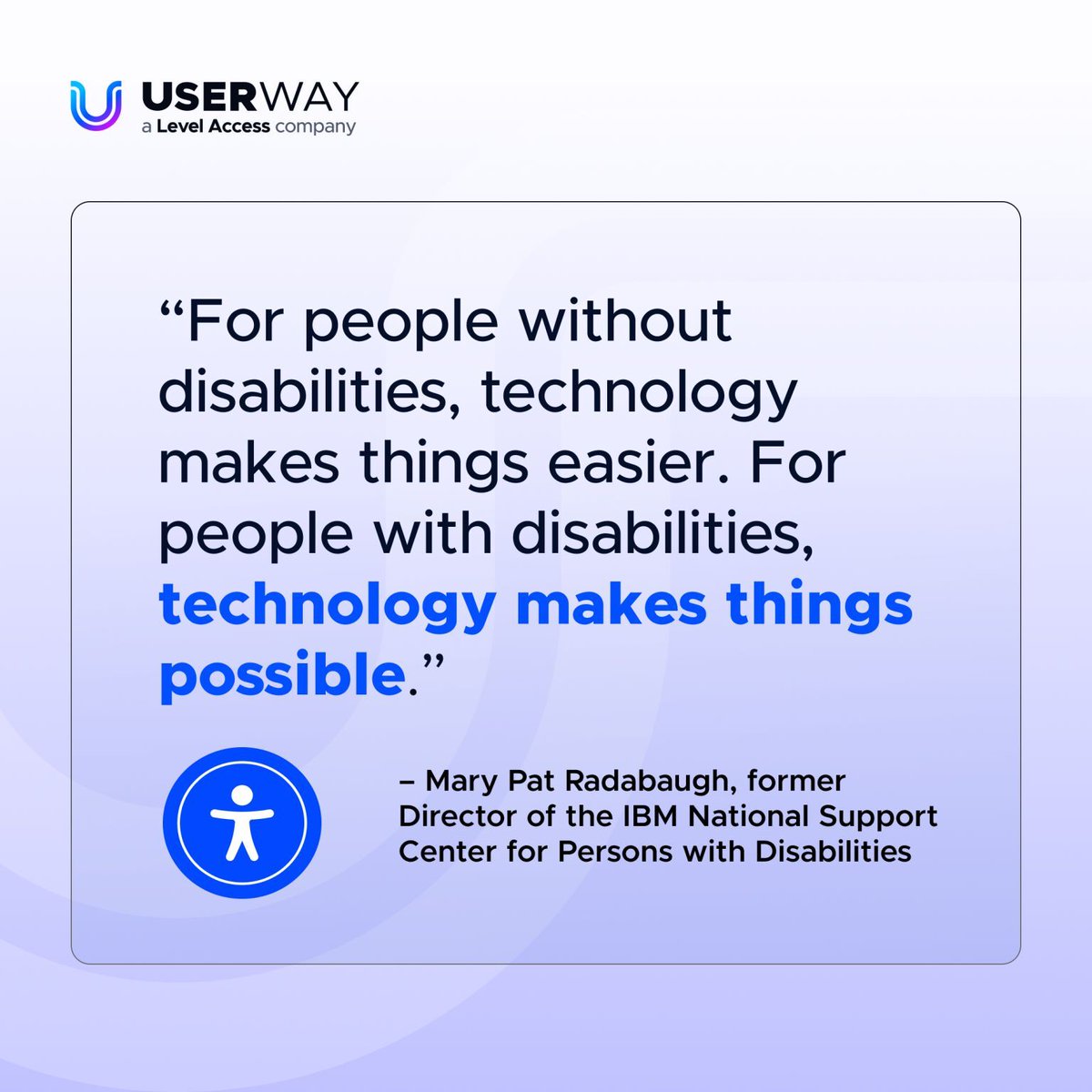 These words drive our mission at #UserWay: leveraging technology to break barriers and make the web a more accessible place for everyone. 

#DigitalAccessibility #WebAccessibility #A11y
