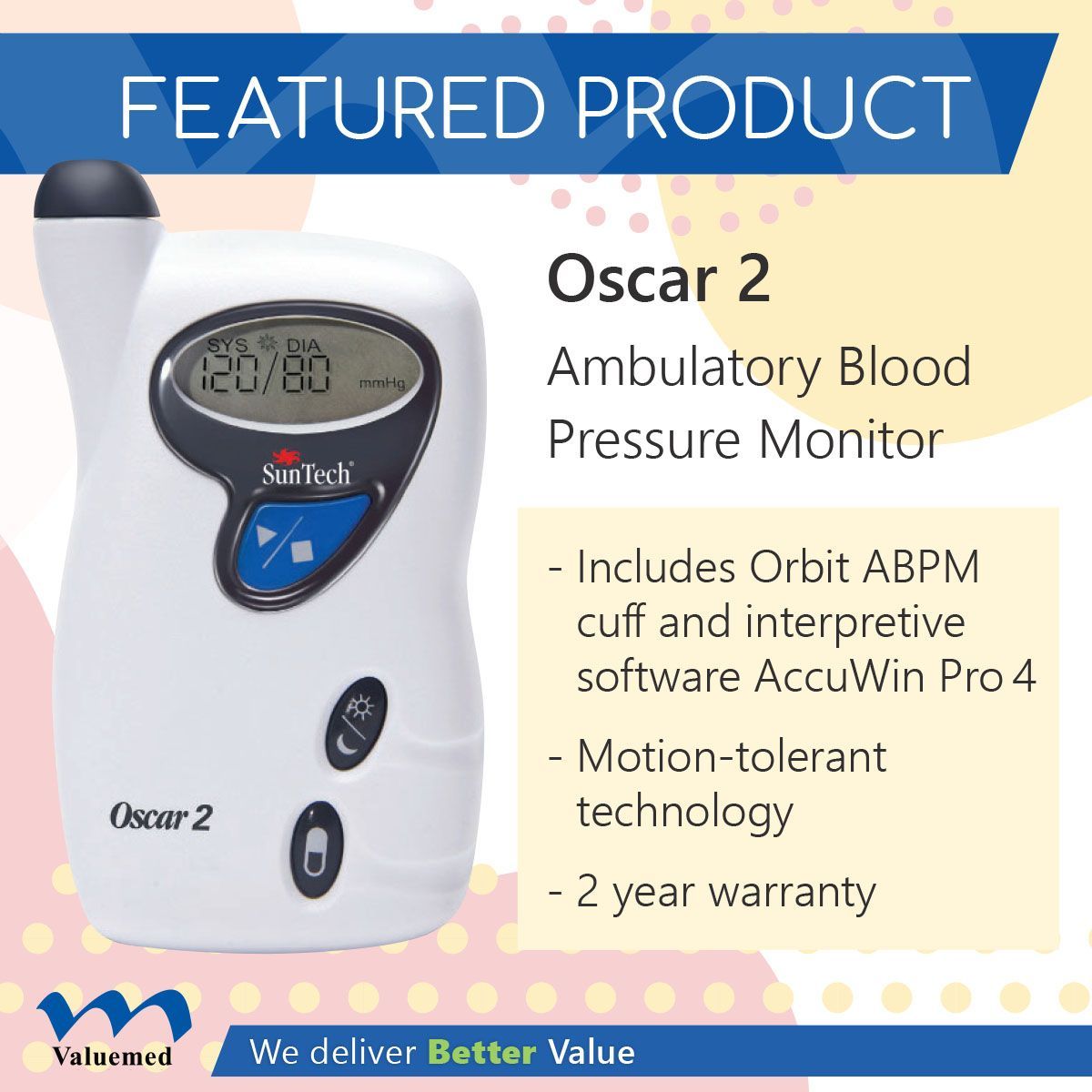 Valuemed_Canada's tweet photo. Experience the gold standard in 24-hour blood pressure monitoring with the Oscar 2 Ambulatory Blood Pressure Monitor from SunTech Medical®! Trusted by medical professionals worldwide.

Get yours today at https://t.co/2jiekY1wBa https://t.co/SCTwomaQlY