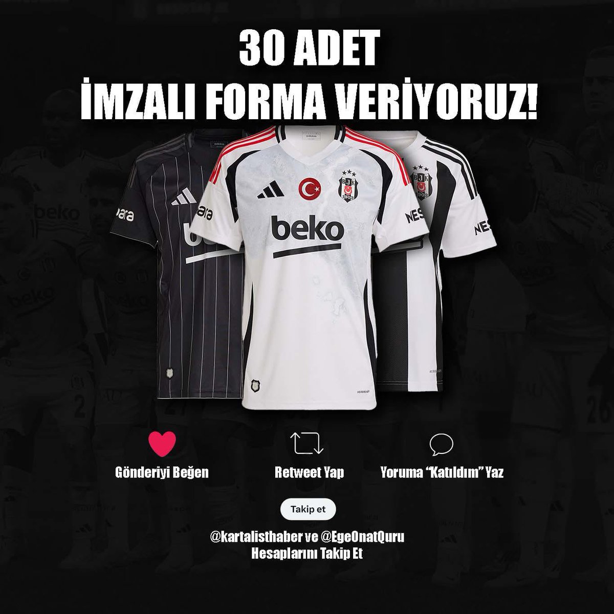 kartalisthaber (@kartalisthaber) on Twitter photo 2025’e hem yeni hocamız hem de özel hediyelerle giriyoruz! Beşiktaş aşkını yaşayan tam 30 takipçimize imzalı forma hediye ediyoruz. 🦅❤️
Yapmanız gerekenler çok basit.
- Bu gönderiyi beğenin.
- <a href="/kartalisthaber/">kartalisthaber</a> ve <a href="/EgeOnatQuru/">Ege Onat Kuru</a> hesabını takip edin.
- Gönderiyi yeniden paylaşın. 2025’e hem yeni hocamız hem de özel hediyelerle giriyoruz! Beşiktaş aşkını yaşayan tam 30 takipçimize imzalı forma hediye ediyoruz. 🦅❤️
Yapmanız gerekenler çok basit.
- Bu gönderiyi beğenin.
- <a href="/kartalisthaber/">kartalisthaber</a> ve <a href="/EgeOnatQuru/">Ege Onat Kuru</a> hesabını takip edin.
- Gönderiyi yeniden paylaşın.
