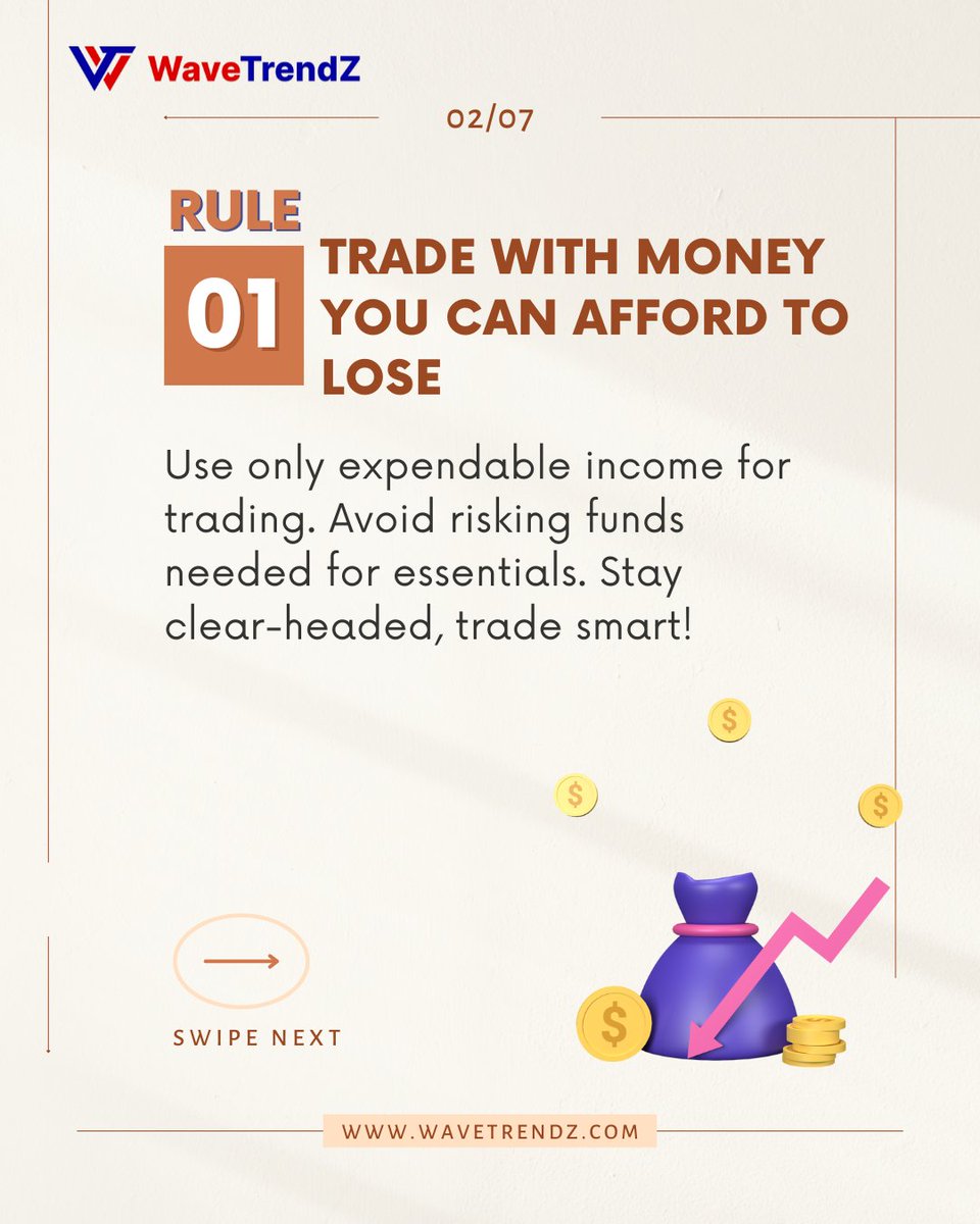 wavetrendz_fx's tweet photo. Success in trading isnβt luckβitβs discipline, planning, and learning!
Here are 5 Golden Rules every trader should follow:
1οΈβ£ Trade only with money you can afford to lose.
2οΈβ£ Trust the trendβitβs your best friend.
3οΈβ£ Always have a trading plan and stick to it.
#WaveTrendZ https://t.co/PGiLhHaGbl