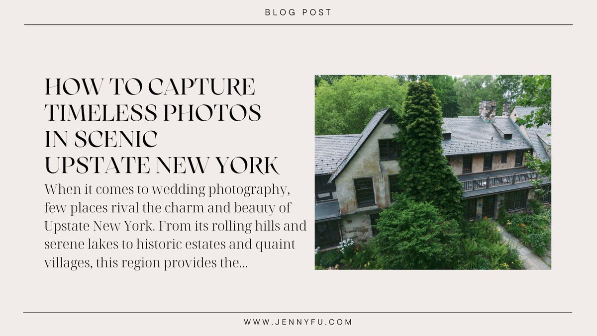 Are you planning a wedding in the scenic Upstate New York? Here's how to capture timeless photos in this special place. Read our blog here:

jennyfu.com/how-to-capture…

#upstatenewyork #timelessphotos #jennyfustudio