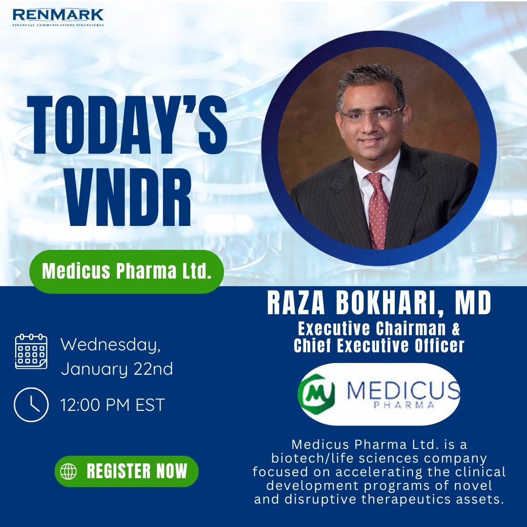 RenmarkMedia's tweet photo. Back-to-back biotech brilliance. Join us LIVE today for two VNDRs featuring @MedicusLtd and ProPhase Labs Inc.—Don’t miss out!. #RenmarkVNDRS
Registration:
MDCX: https://t.co/Fhq3VrzX0U
PRPH: https://t.co/QstDhZxxXw
#MDCX #biotech #skinject #treatment #PRPH #genomics https://t.co/TD8w2j8OIi