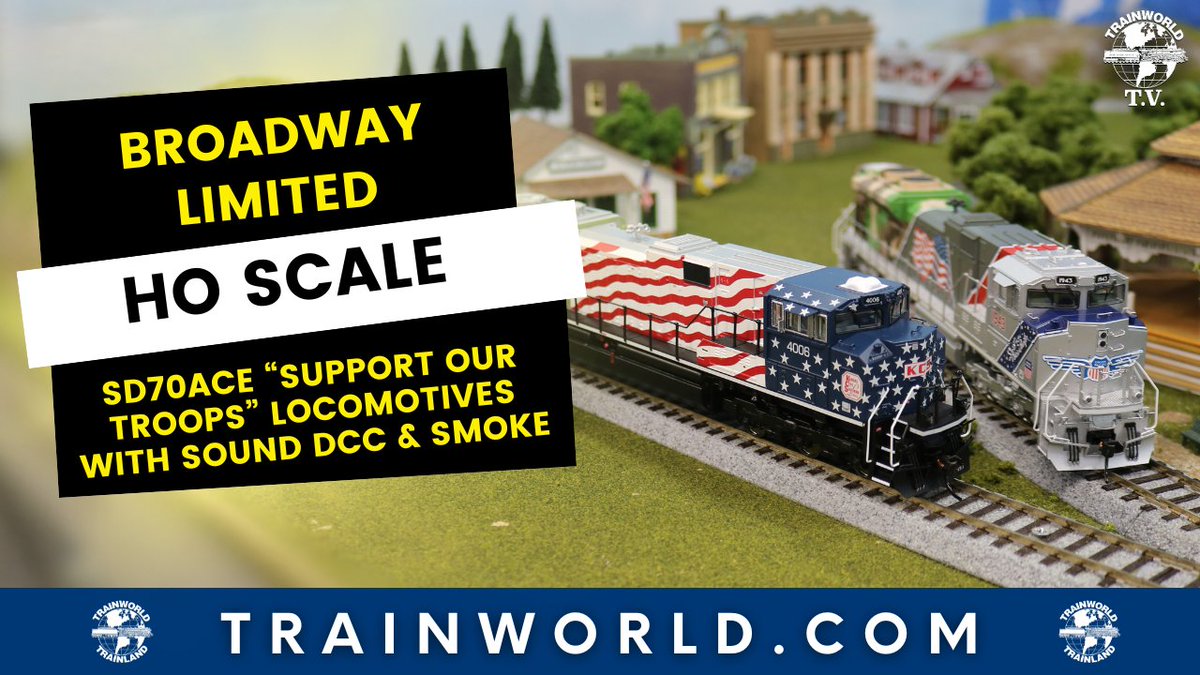 Trainworld's tweet photo. Support our troops with the new HO @BLITrains SD70ACE locomotives, with stunning paintwork that’s patriotic! 🇺🇸 https://t.co/KTz8rKKAGv
Order today at https://t.co/1RAdwL6qNr! https://t.co/K20lR7Za7D
#broadwaylimited #hoscale #SD70ACE #SupportOurTroops #diesel #trainworld #trainland #modeltrains #trains #modeltrain #modeltrainlayout #modeltrainhobby #railfan #toytrain #toytrains #trainset #trainsets #ridewithtrainworld