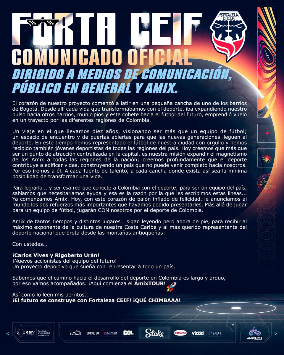 FortalezaFC_Of's tweet photo. Ahí si me disculparán pero decir ESTO me exige...
[𝘮𝘶𝘤𝘩𝘰 𝘵𝘦𝘹𝘵𝘰] 🧐

𝗖𝗢𝗠𝗨𝗡𝗜𝗖𝗔𝗗𝗢 𝗢𝗙𝗜𝗖𝗜𝗔𝗟
𝘈 𝘭𝘰𝘴 𝘮𝘦𝘥𝘪𝘰𝘴 𝘥𝘦 𝘤𝘰𝘮𝘶𝘯𝘪𝘤𝘢𝘤𝘪𝘰́𝘯, 𝘰𝘱𝘪𝘯𝘪𝘰́𝘯 𝘱𝘶́𝘣𝘭𝘪𝘤𝘢 𝘺 𝘈𝘮𝘪𝘹 𝘦𝘯 𝘨𝘦𝘯𝘦𝘳𝘢𝘭. #AmixTOUR
@carlosvives @UranRigoberto https://t.co/92322kPIqB
