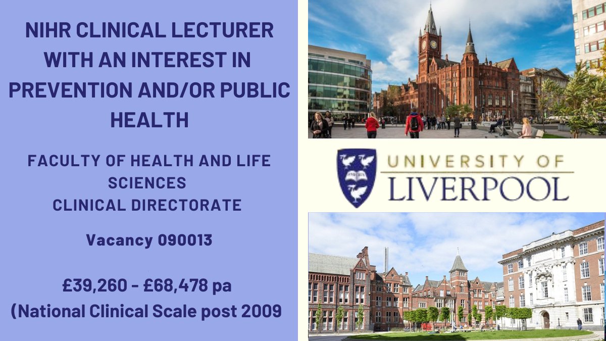 Liverpool University Jobs (@livunijobs) on Twitter photo 📢We are seeking applications from candidates with a track record and interests that are aligned to the NIHR 2023-24 priority research theme of “#Prevention and #Public #Health”.
Apply➡️ tinyurl.com/49r3dhxs
<a href="/LivUniHLS/">Faculty of Health and Life Sciences</a> <a href="/NIHRresearch/">National Institute for Health and Care Research</a> 📢We are seeking applications from candidates with a track record and interests that are aligned to the NIHR 2023-24 priority research theme of “#Prevention and #Public #Health”.
Apply➡️ tinyurl.com/49r3dhxs
<a href="/LivUniHLS/">Faculty of Health and Life Sciences</a> <a href="/NIHRresearch/">National Institute for Health and Care Research</a>