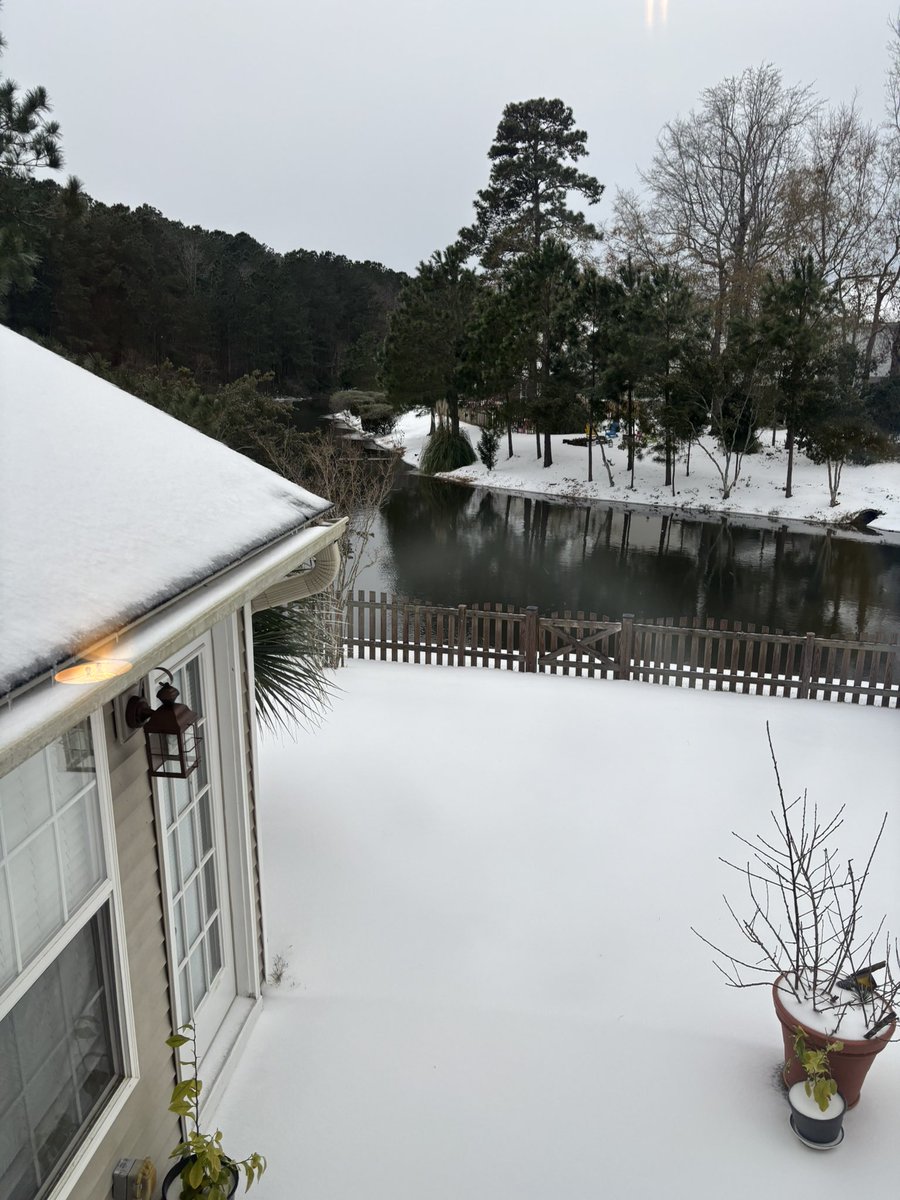 ProfMulugeta's tweet image. It is actually snow - pictures from this morning in both our front &amp;amp; backyard!
#GotSnow 
#SnowInCharleston
#ClimateChange