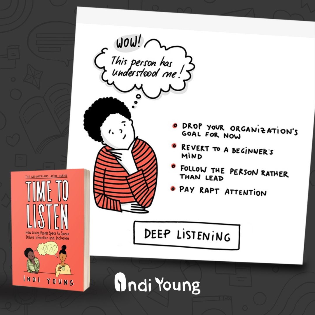 indiyoung's tweet photo. This great illustration from Anna Lurchenko shows what we do during listening sessions.
It requires practice, but anyone and everyone can learn how to do it!
You wanna know how?

📖 Get the book Time to Listen: https://t.co/3pL3QdGopO https://t.co/zLHKKSSS8f