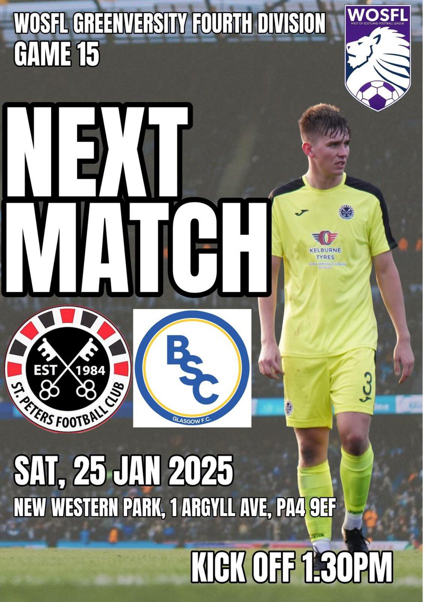 St Peters FC (WoSFL) (@spfc_wos) on Twitter photo This Saturdays sees us play our first home game in 2025 against <a href="/BSCGlasgow/">BSC Glasgow</a>, it's an earlier kick off than normal at 13:30 so hopefully we can get as much support down as possible. This Saturdays sees us play our first home game in 2025 against <a href="/BSCGlasgow/">BSC Glasgow</a>, it's an earlier kick off than normal at 13:30 so hopefully we can get as much support down as possible.