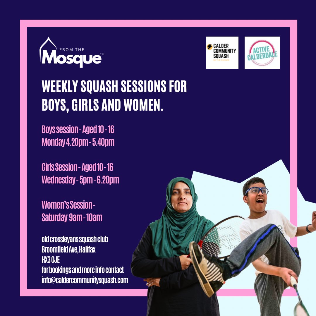 Calder Community Squash (@caldersquash) on Twitter photo Our Squash from the Mosque programme has introduced hundreds of people to the sport since we began three years ago!
Get in touch to find out how to get involved. We’d love to hear from you. 👇
Info@caldercommunitysquash.com
<a href="/fromthemosque/">fromthemosque</a>
<a href="/ActiveCdale/">Active Calderdale</a>
#bethechange Our Squash from the Mosque programme has introduced hundreds of people to the sport since we began three years ago!
Get in touch to find out how to get involved. We’d love to hear from you. 👇
Info@caldercommunitysquash.com
<a href="/fromthemosque/">fromthemosque</a>
<a href="/ActiveCdale/">Active Calderdale</a>
#bethechange