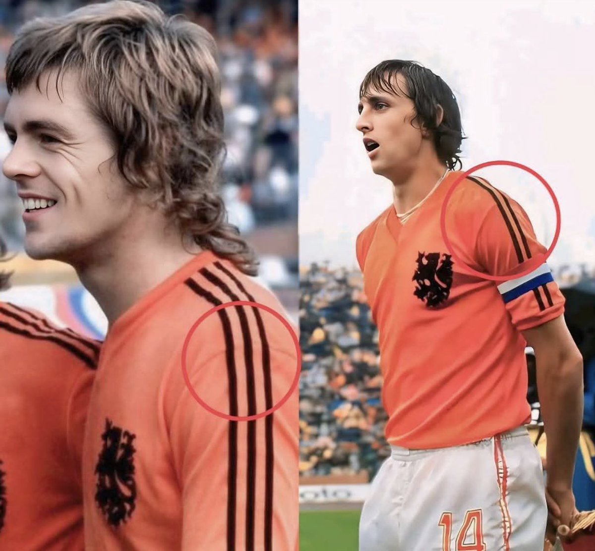 1974 World Cup, when the Dutch national team signed a contract with Adidas. Cruyff was the best in the world at the time and he wanted to respect his deal with PUMA
#kitsfortheworld
