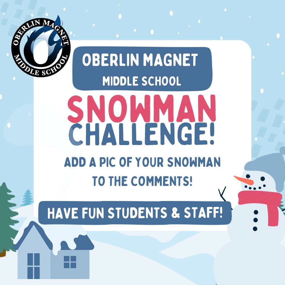 Morning Trailblazers ❄️ Stay safe &amp; warm today! We can’t wait to see your snow creations! ⛄️@oberlinmiddlepta <a href="/wcpssmagnets/">WCPSS Office of Magnet Schools (Choice Schools)</a>
