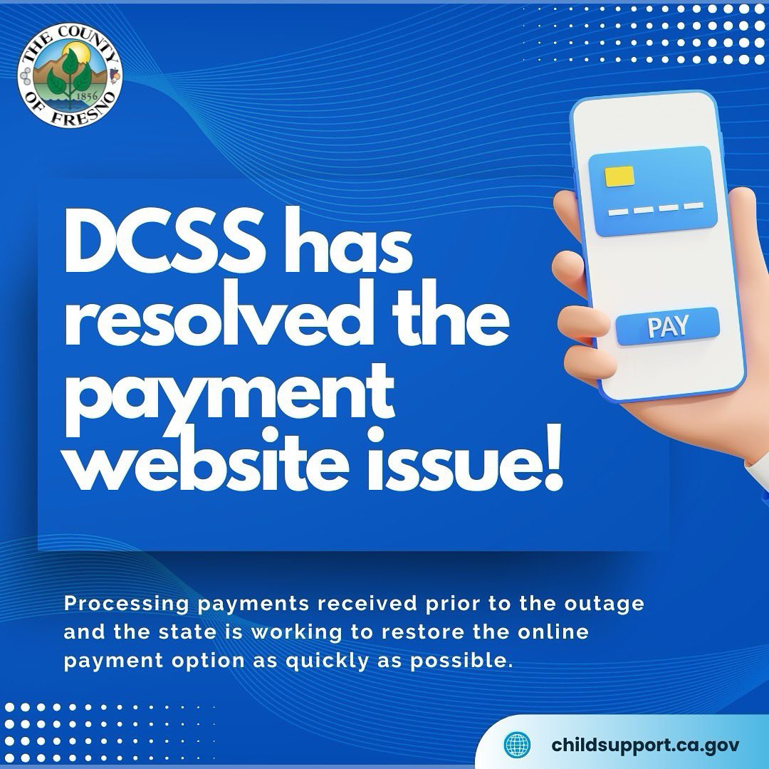 Update: DCSS resolved the payment website issue and are processing payments received prior to the outage. The state is working to restore the online payment option as quickly as possible. Thank you for your patience and we apologize for the inconvenience.